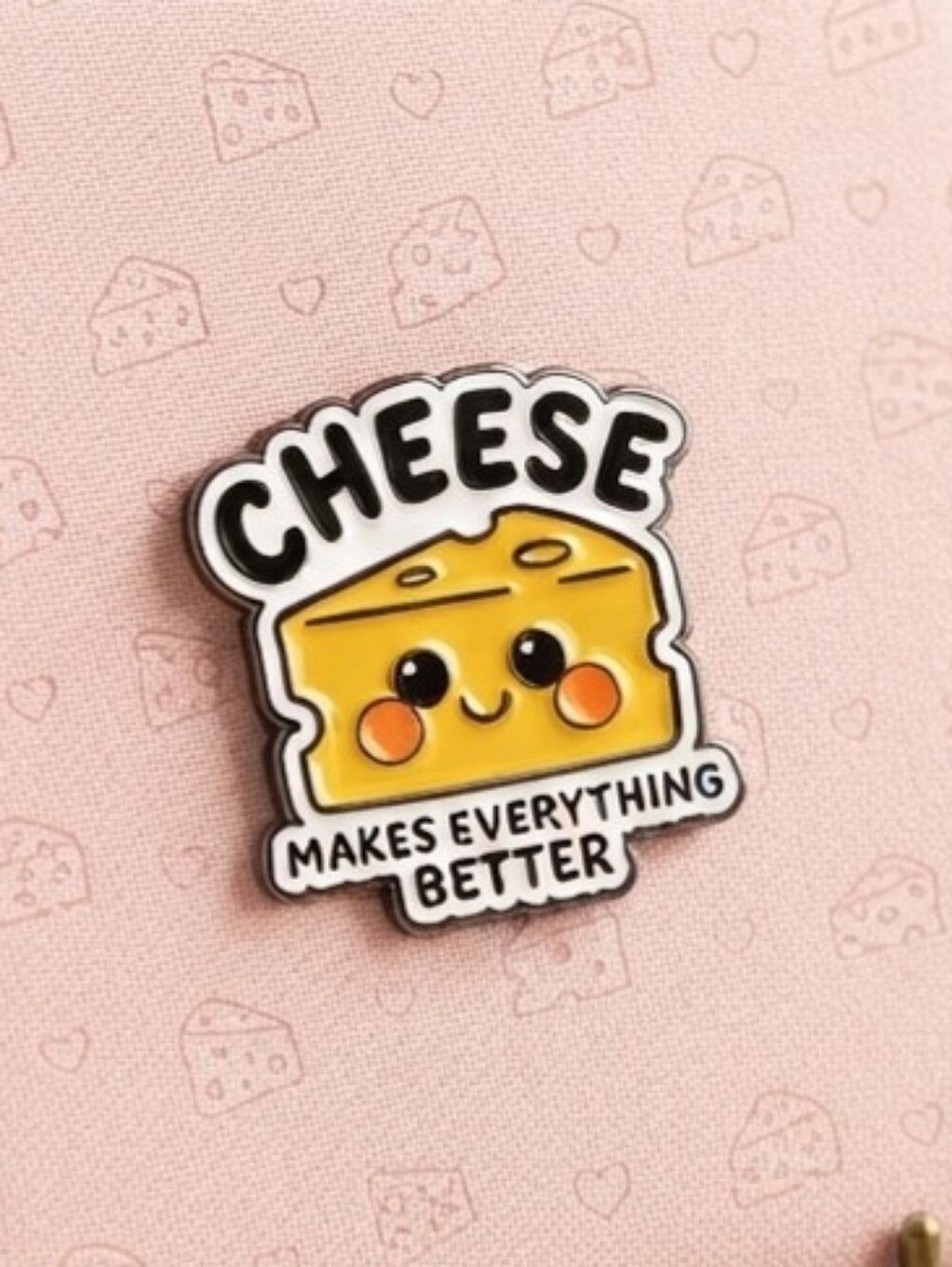 "Cheese Makes Everything Better" Kawaii Cartoon Food Lover Enamel Lapel Pin